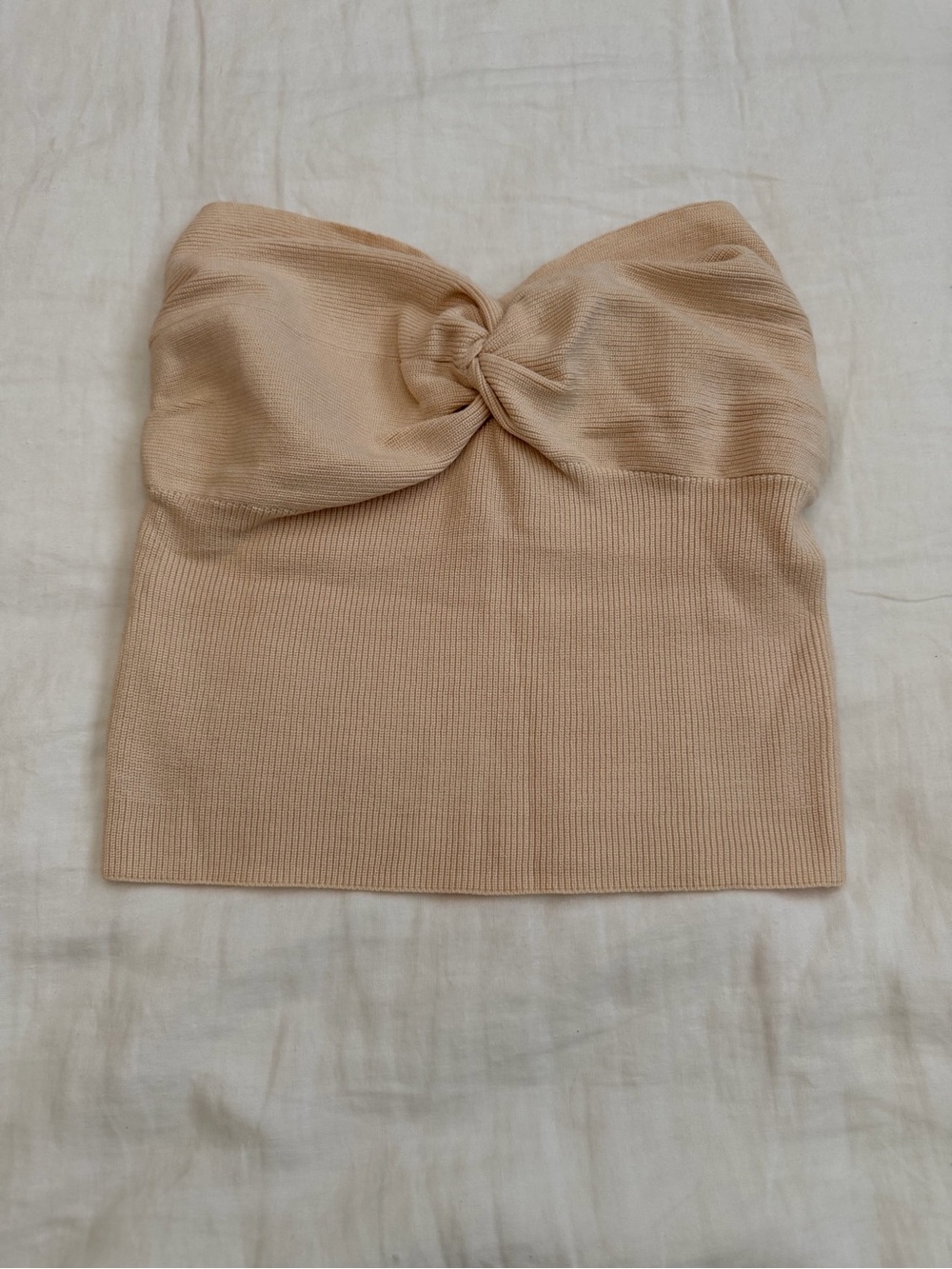 Strapless Twist-Front Tube Top - Beige